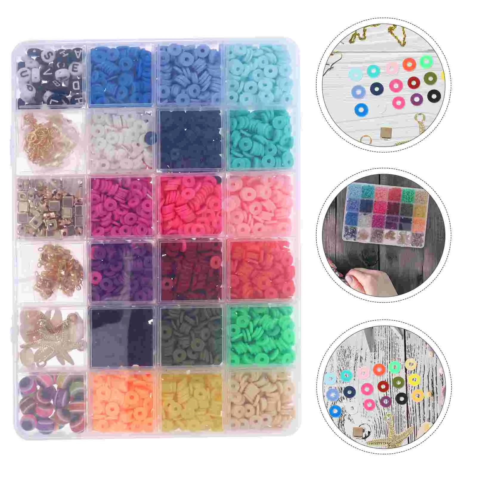 

Polymer Bead Set Necklace Loose Nail Decor Kit DIY Beads Clay Accessories Making Bracelet Material Suite Jewelry Charms