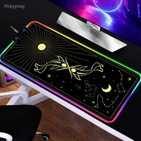 black mouse pad rgb star moon fish table computer carpet desk mat keyboard gaming mausepad office accessories mousepad led light