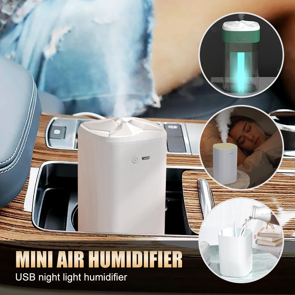 

360ml Mini Air Humidifier USB Ultrasonic Aroma Essential Oil Diffuser LED Night Light Auto Off Mister Air Freshener for Car Home