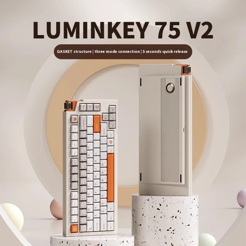 LUMINKEY 75V2 Механическая клавиатура 3 режима Bluetooth Беспроводная из алюминиевого