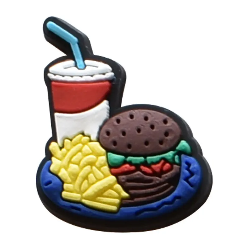 

Shoe Charms Accessories Fits for Croc jibz Single Sale 1pcs Decorations PVC Buckle for Kids Party Christmas Gifts Pins food