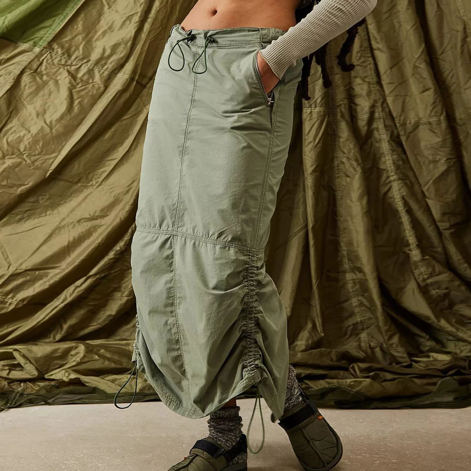 

Summer Vintage Fairycore Grunge Maxi Skirts Solid Y2K Chic Aesthetic 2000s Outfit Streetwear Retro Straight Cargo Skirts