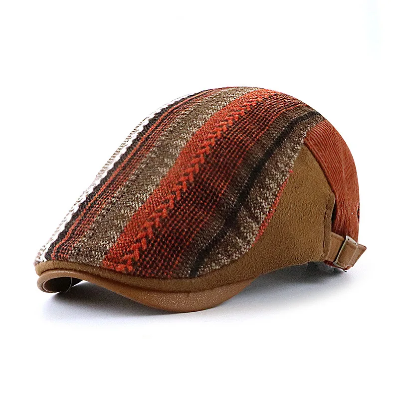 

Adjustable Newsboy Hats for Men Flat Cap Male Irish Cabbie Gatsby Tweed Ivy Berets