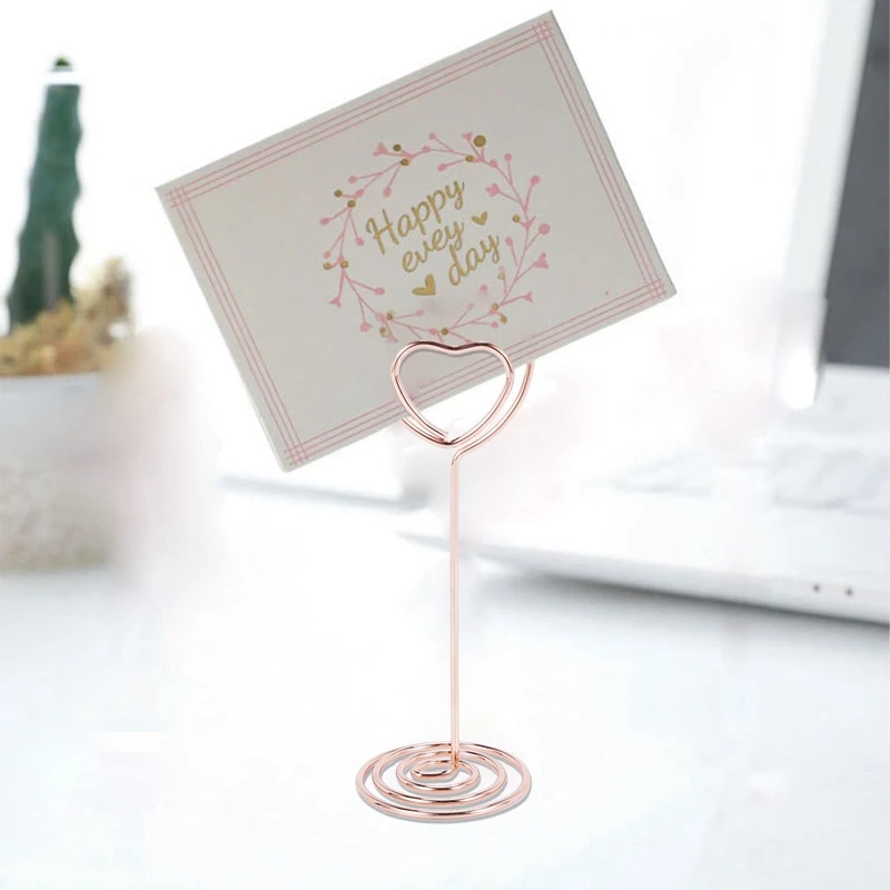 Promotion! 6 Pcs Heart Shape Photo Holder Stands Table Number Holders Place Card Paper Menu Clips For Wedding Party Decoration |