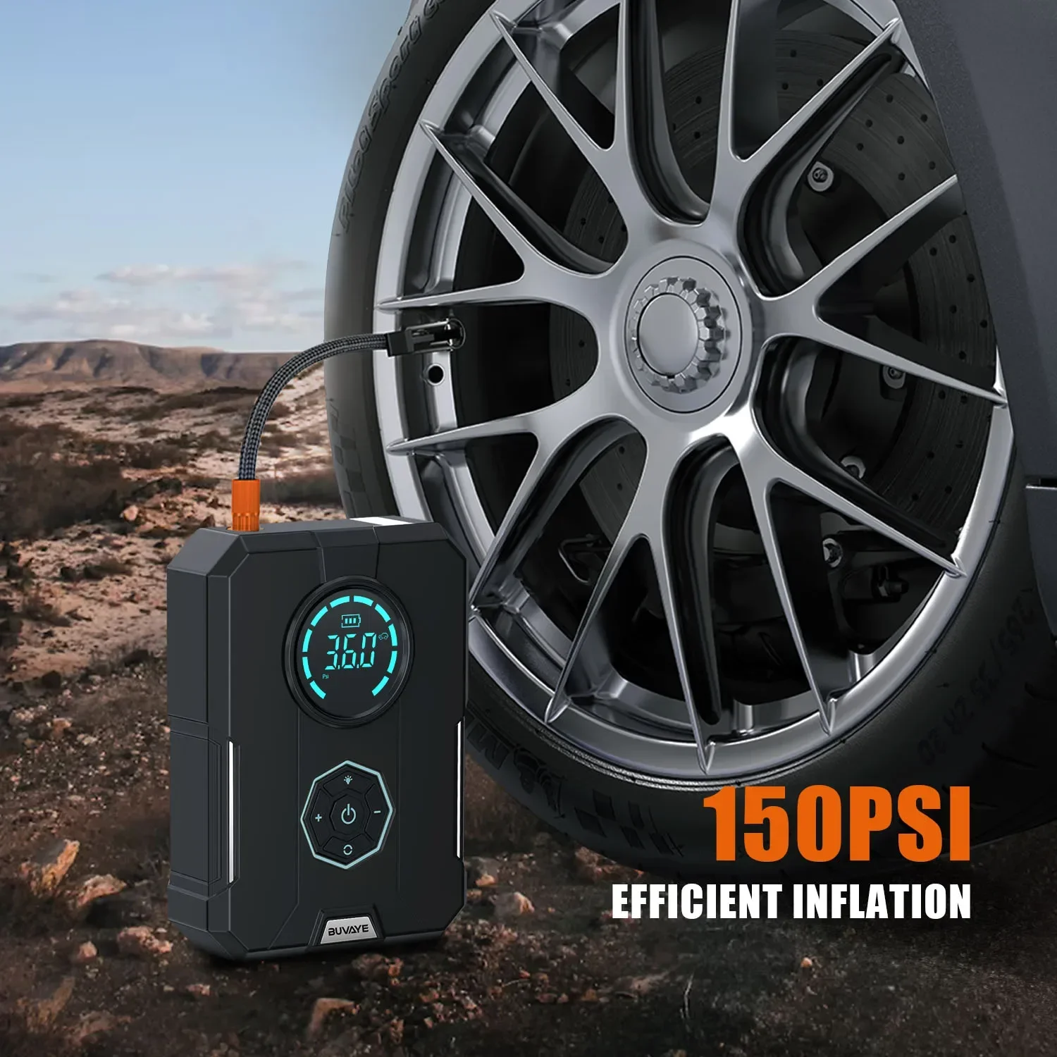 BUVAYE 2000A автомобильный стартер 150PSI воздушный компрессор 12000 мАч внешний
