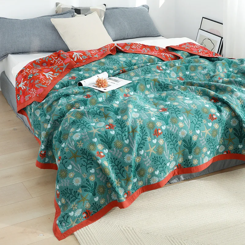 

Throw Blanket Summer Double Cotton Gauze Blankets Quilt Towelling Coverlet For Home And Comfort Bedspreads On The Bed 200*230cm