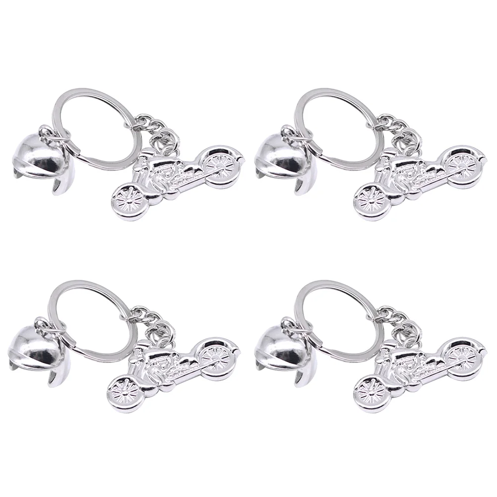 

1 Set 4pcs Exquisite Motorcycle Helmet Key Chains Creative Key Pendants (Silver)