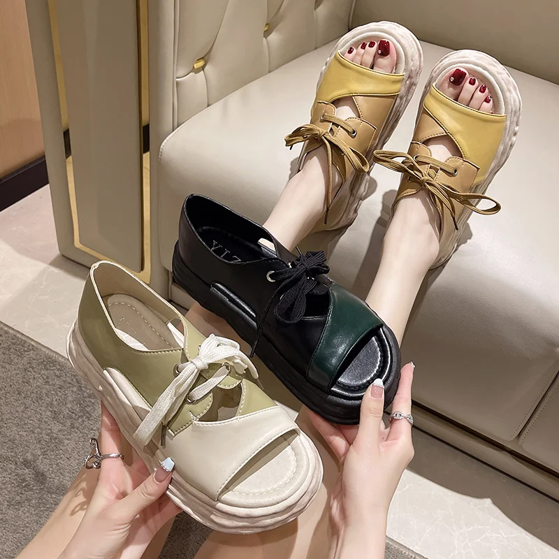

2022 Summer Clogs Wedge Roman Sandals Cross-Shoes Muffins shoe Med Strappy Heels Platform Gladiator Comfort Flat Medium Lace Up