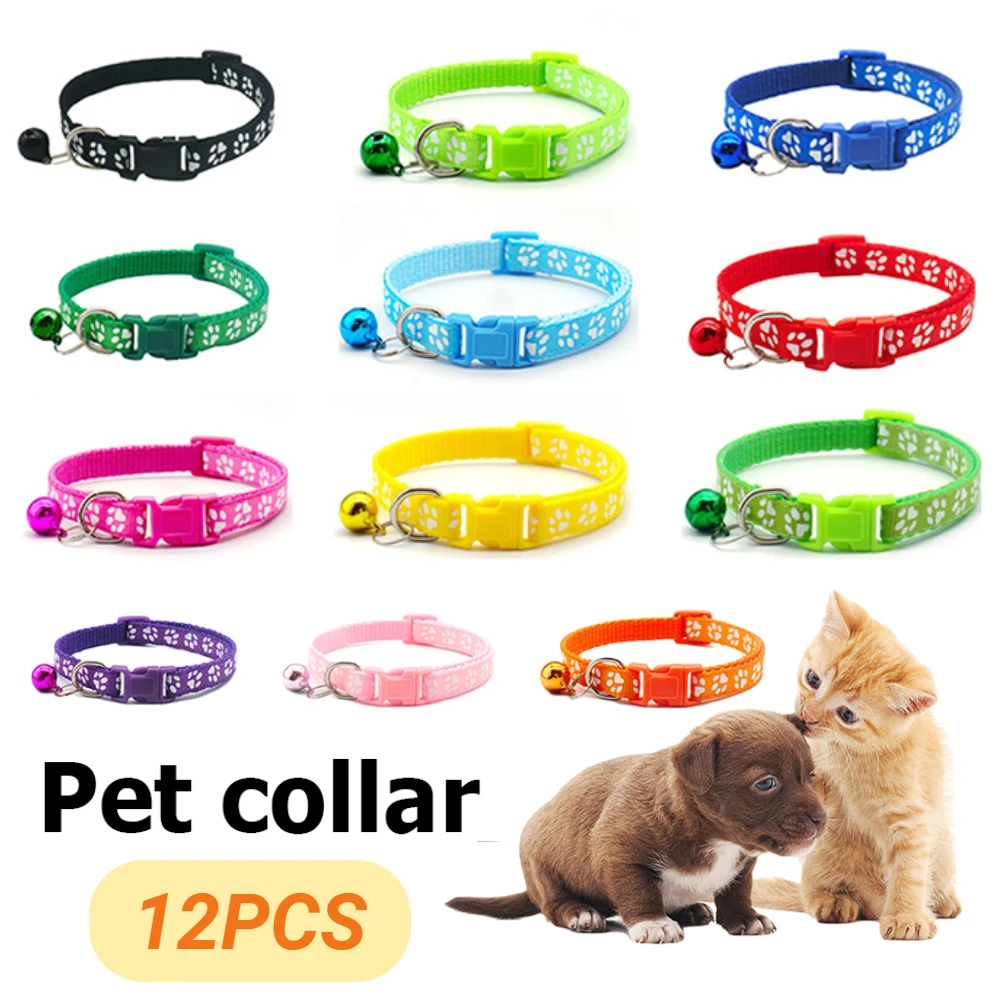 12 шт. цветной Милый Колокольчик ошейник Регулируемая пряжка для кошек товары