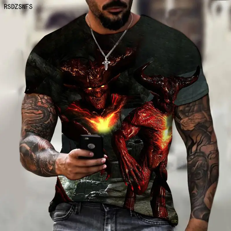 Мужская рубашка с 3D-принтом боевой Раш мутант дизайн круглым вырезом удобная