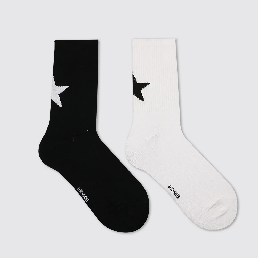 

Pentagram 2023 Sporty Simple Socks Style Harajuku White Women Black Cotton Star Ankle Socks Female Fashion Funny Striped Sock