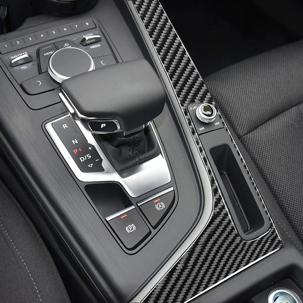 

For Audi A4 B9 2016-2021 Carbon Fiber Car Center Gear Shift Control Panel Side Frame Cover Trim Automobiles Interior Accessories
