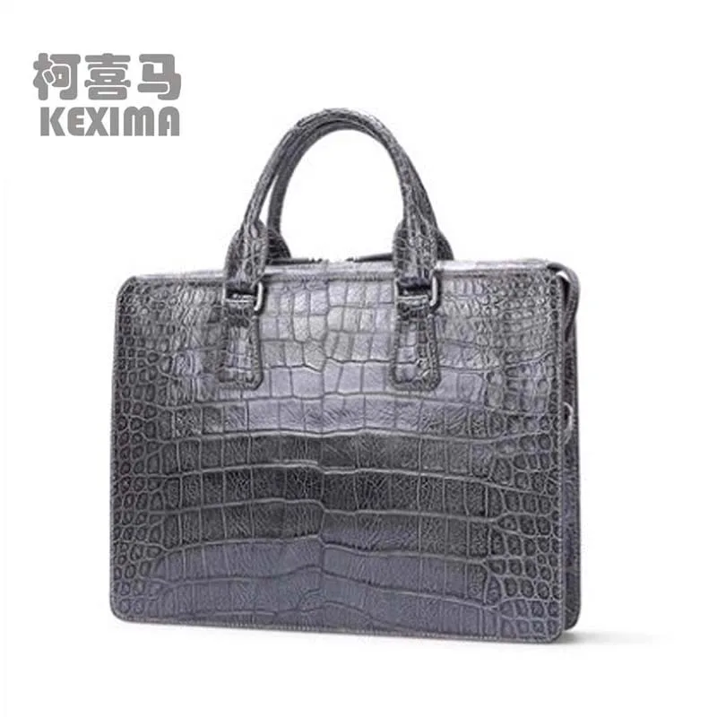 KEXIMA gete New imported bay alligator belly Estuarine crocodile skin man bag handbag leather crocodile skin business bag men