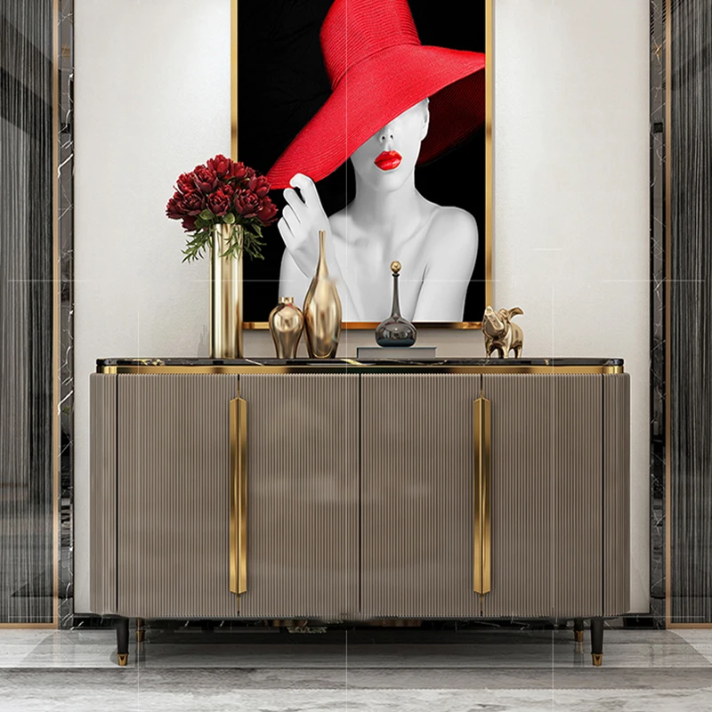 

Simple post-modern sideboard light luxury porch cabinet neoclassical hall cabinet stainless steel decorative locker dining cabin