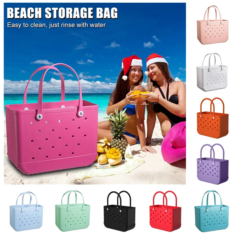 

Rubber Beach Bags EVA with Hole Waterproof Sandproof Durable Open Silicone Tote Bag for Outdoor Beach Pool Sports