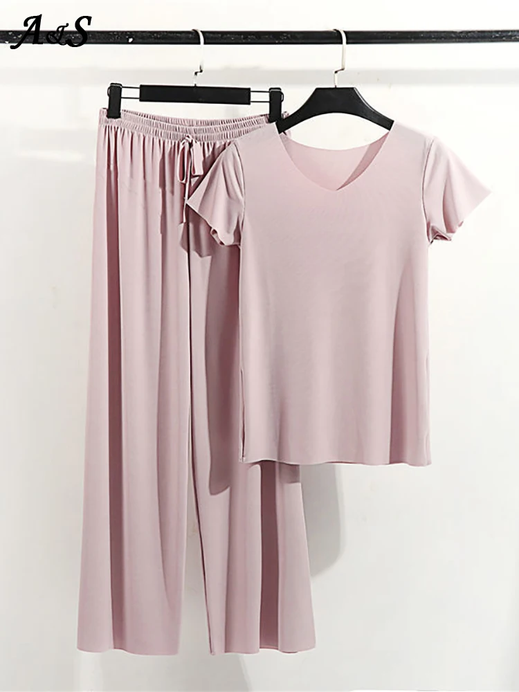 Female Home Clothes 2 Pieces Set Lady Home Suit Summer Women Lounge Wear Autumn Loose Homewear Suit for Women Pajamas Pants Set