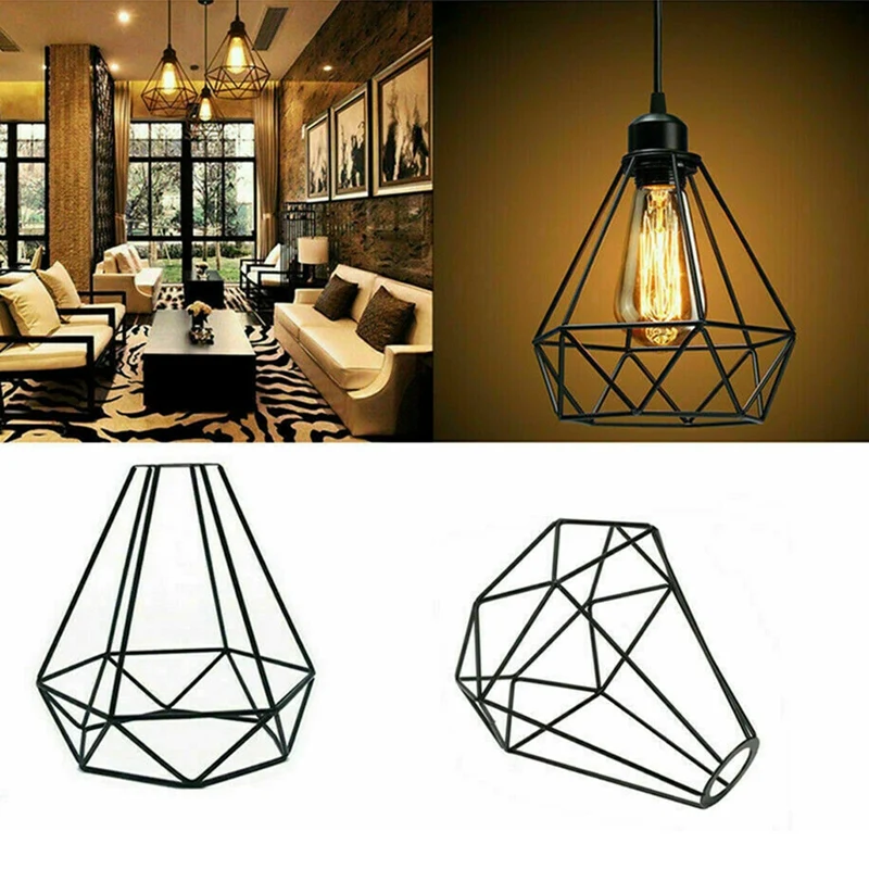

4 Pcs Vintage Cage Wire Lampshade Retro Loft Style Industrial Metal Shade Bird Cage Pear Guard Light Lamp Holder