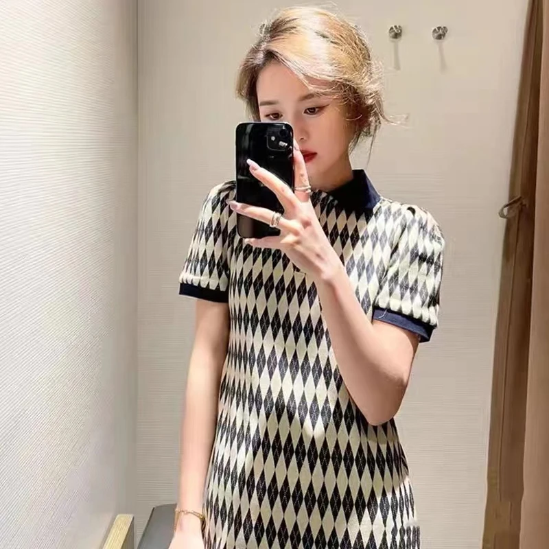 

Kawaii Lolita Mini Dress For Women 2022 Summer Fashion Short Sleeve Slim Knitted Y2k Dress Female Elegant One Piece Dress Korean