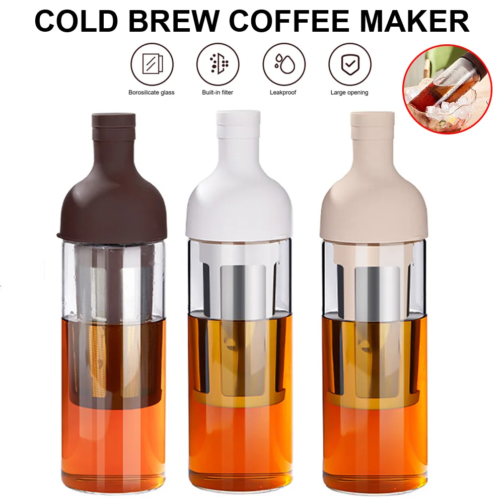 

1000ml Cold Brew Coffee Pot Maker Borosilicate Glass Iced Tea Maker Pitcher with Stainless Steel Filter Glass Carafe Coffee Make