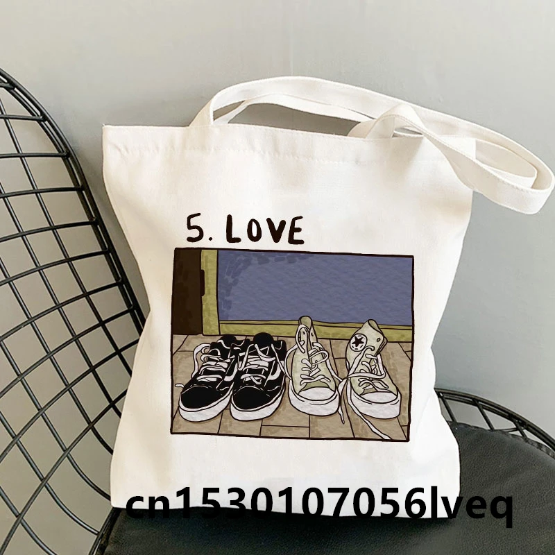 

BAG Kawaii Tv Show Heartstopper Shopping Bag Canvas Bag Shopper Bag Cartoon Handbag Tote Grocery Bolsas Reutilizable Cute Bag