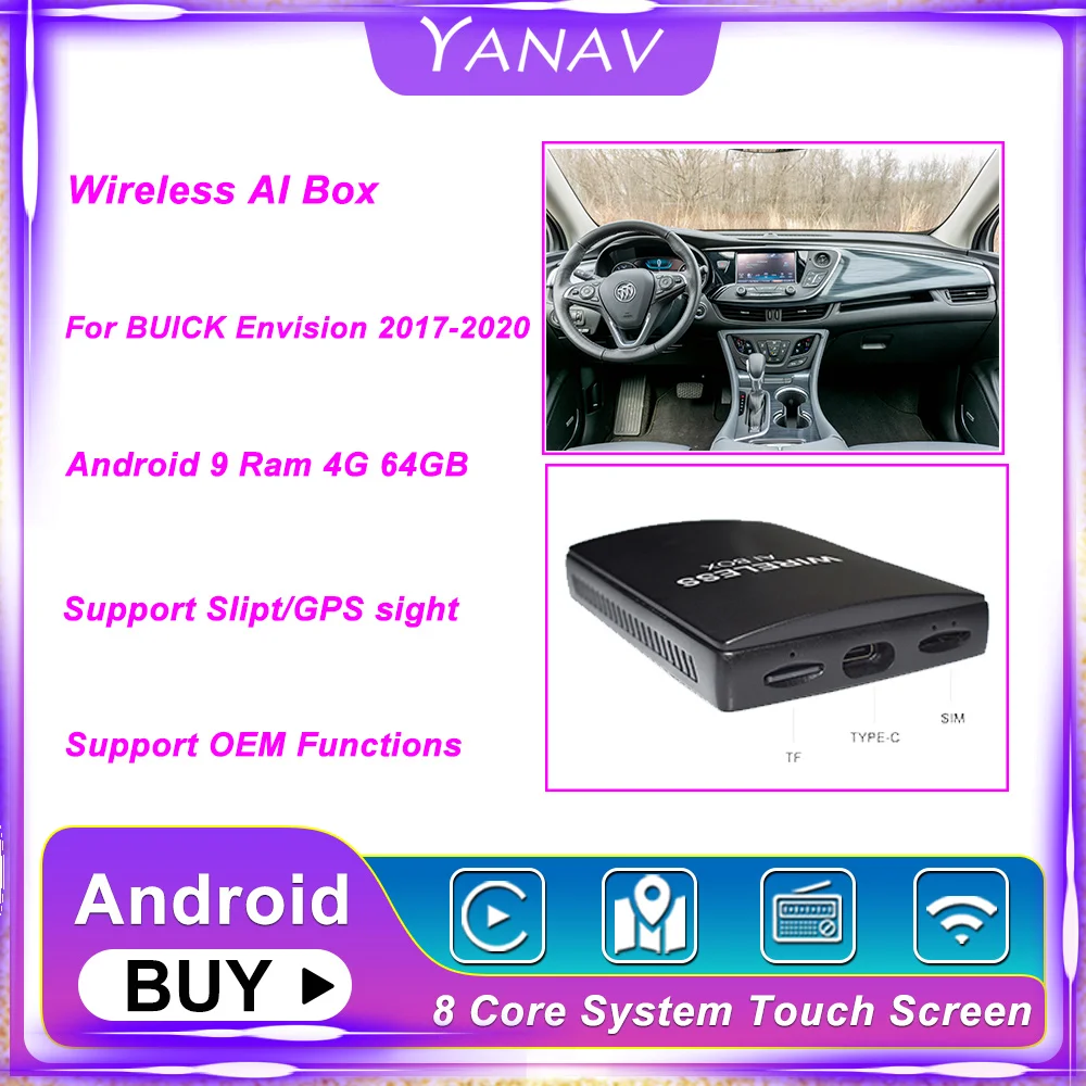 

Carplay Wireless Ai Box Dual Bluetooth Android 9 For BUICK Envision 2017-2020 Auto Car Radio Multimedia Player Smart Box HDMI