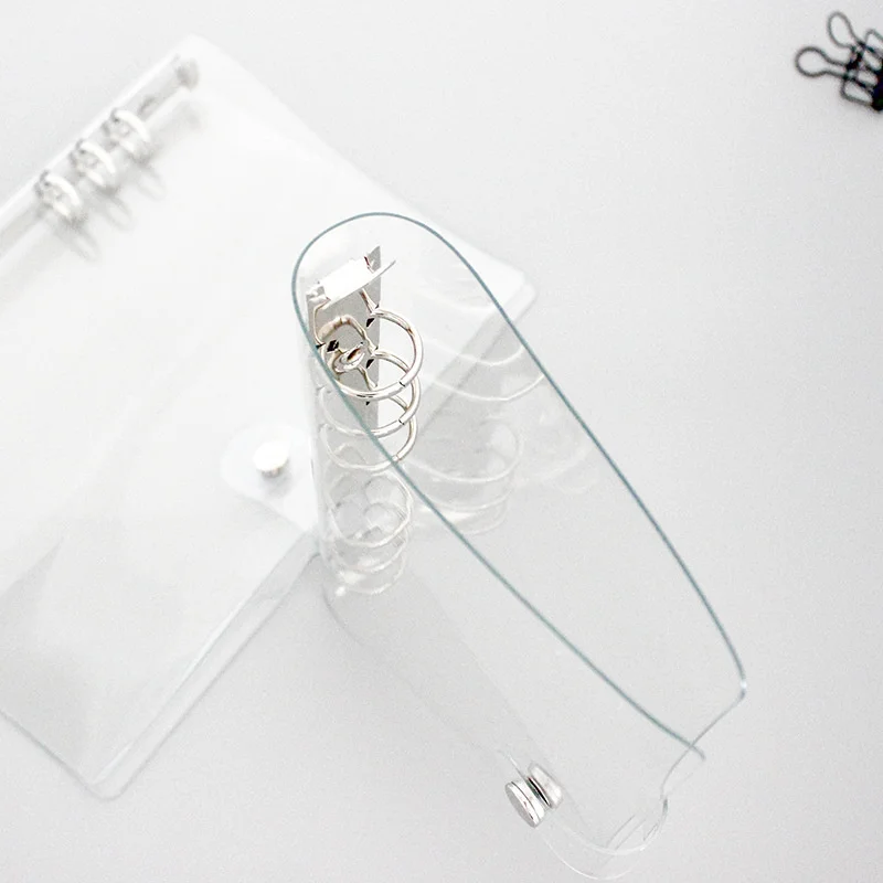 

1Pc Transparent Color Plastic Clip File Folder A5/A6 Notebook Loose Leaf Ring Binder Planner Agenda School Office Supplies