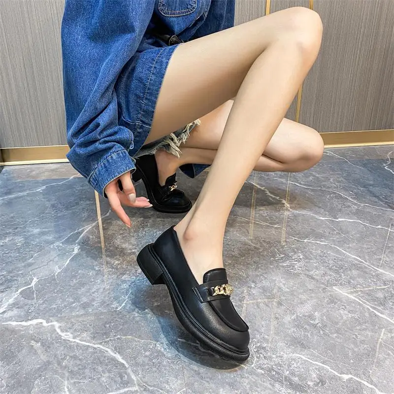 

Female Loafers Popular Soft Leather Breathable Low-Cut British Style Leather Shoes Women's Shoes Fashion Shoes Women