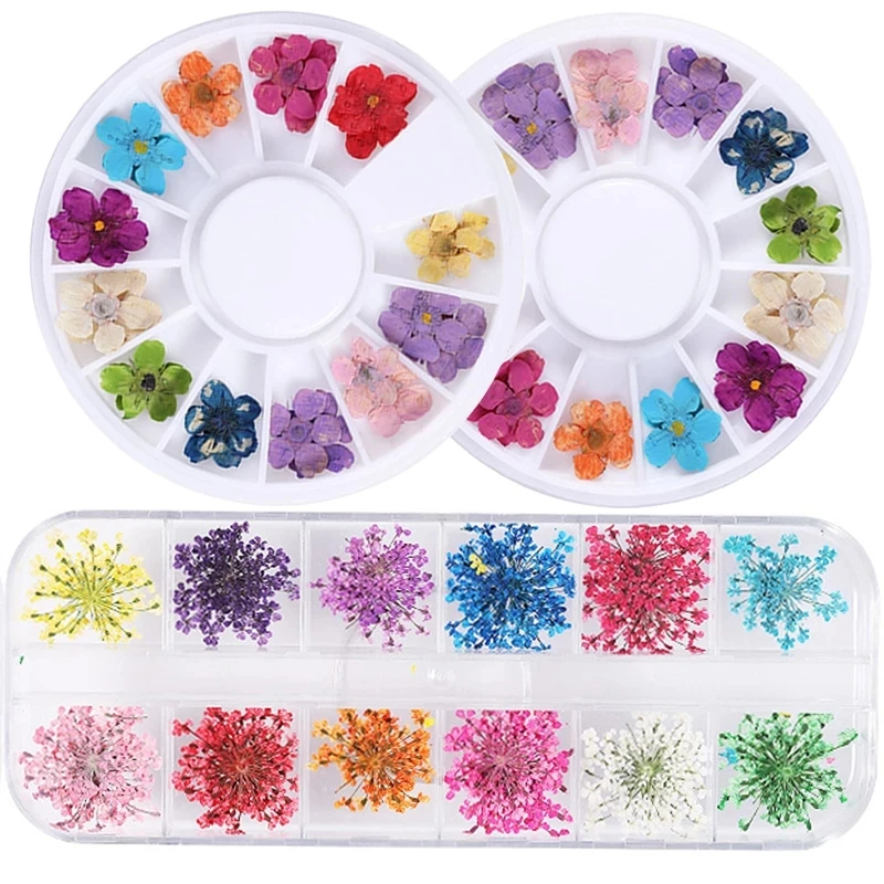 

Высушенный цветок 3D украшение для ногтей натуральные Цветочные Наклейки Смешанные сухие цветы для УФ-гель-лака DIY дизайн маникюра аксессуары для ногтей