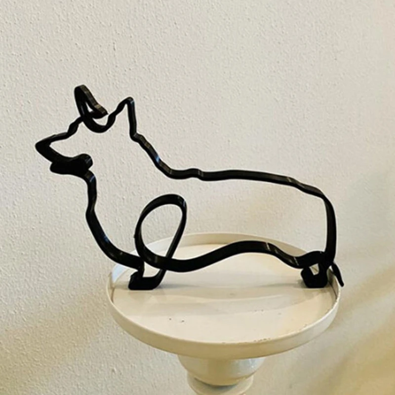Милая кованая железная скульптура минималистичные кошачьи собаки металлические