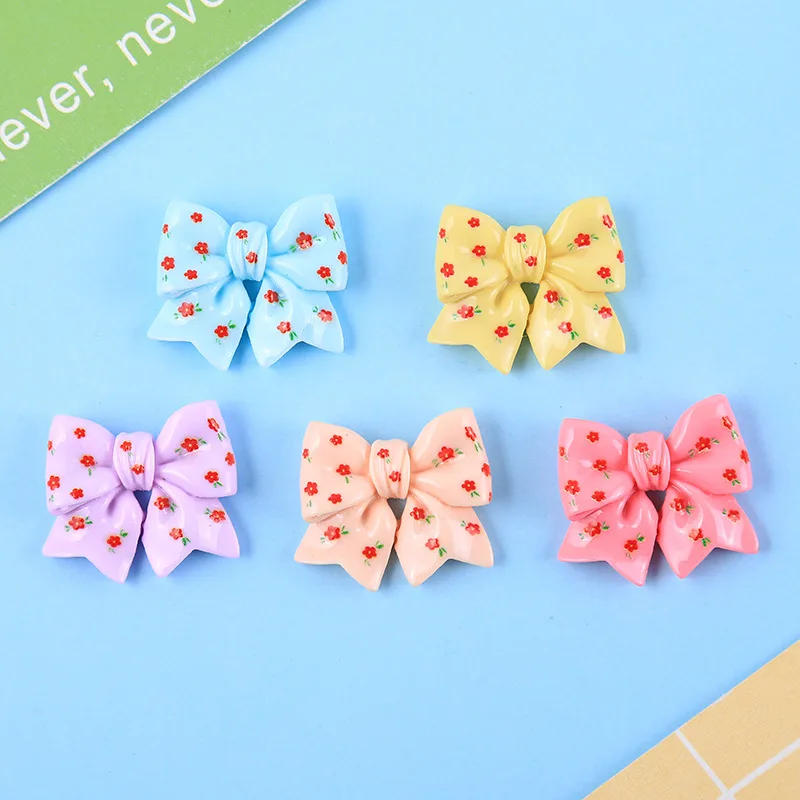 

100/200pcs Cute ​Flower Bowknot Flatback Resin Stone Figurine Scrapbooking DIY Hair Bow Phone Case Decor Craft Accessories
