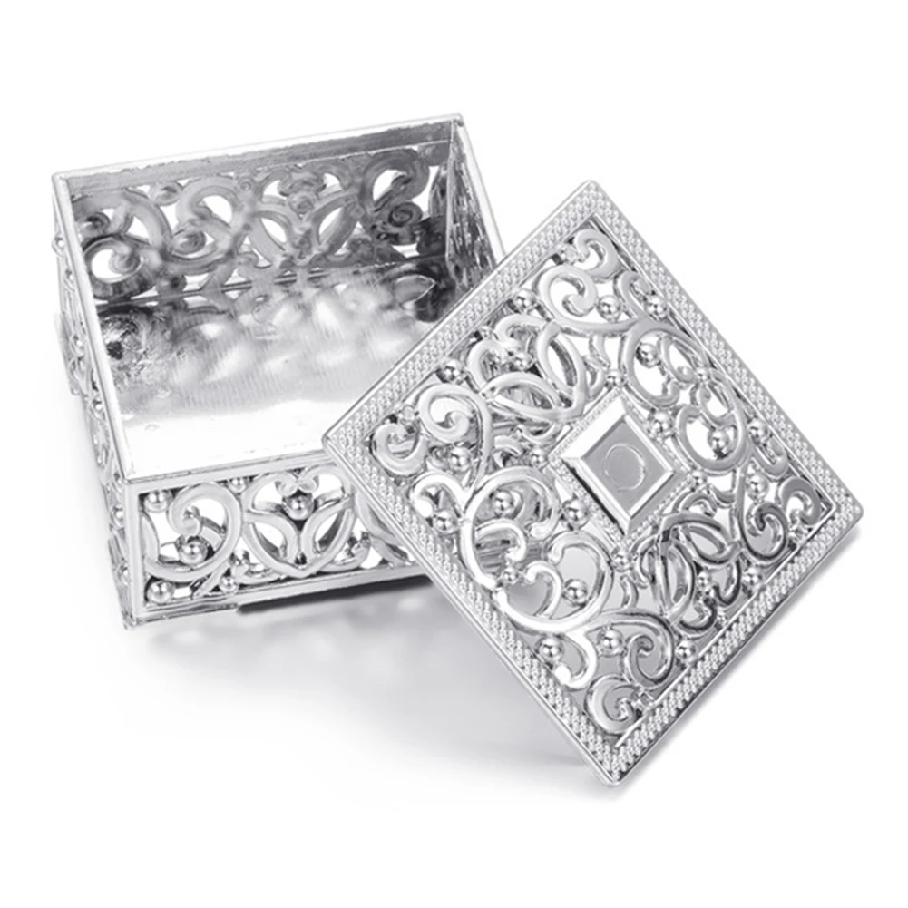 

Пластиковая коробка для хранения ювелирных изделий в стиле ретро, коробка для шоколада, органайзер, коробка для свадебных подарков, серебри...