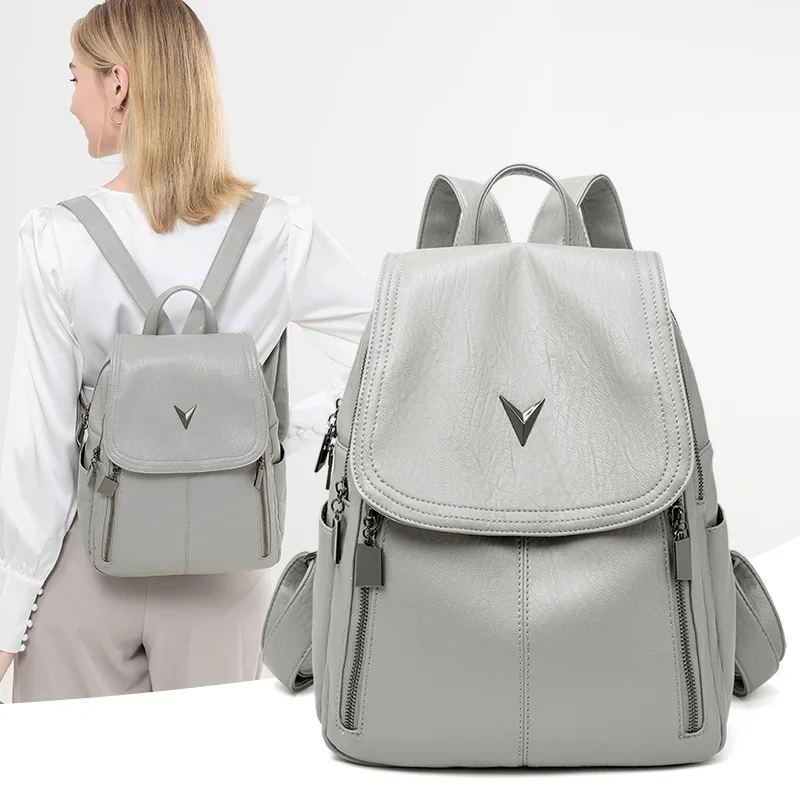 

Женские рюкзаки из натуральной кожи, дорожные винтажные городские повседневные водонепроницаемые мешки с защитой от кражи