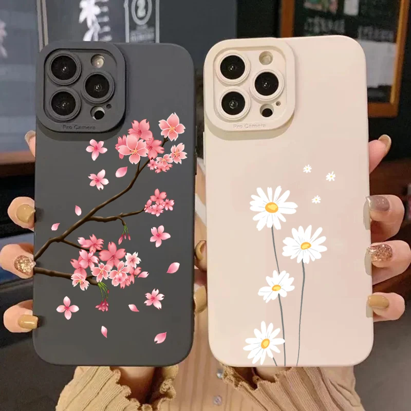 Фото Чехол для телефона Pink Cherry Blossom для Xiaomi Poco F6 F5 X5 M6 X7 Pro Mi 15 14T 13T 12T Pro 14 13 11 Lite 5G NE, силиконовый мягкий чехол №1