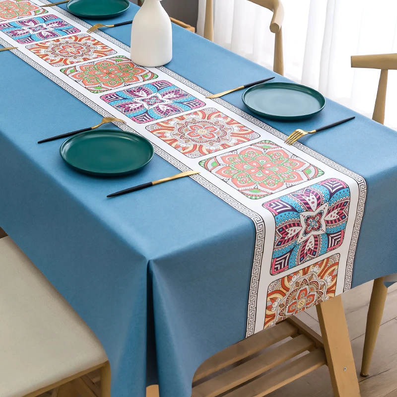 

Table cloth waterproof, oil proof, and washable ethnic style table cloth