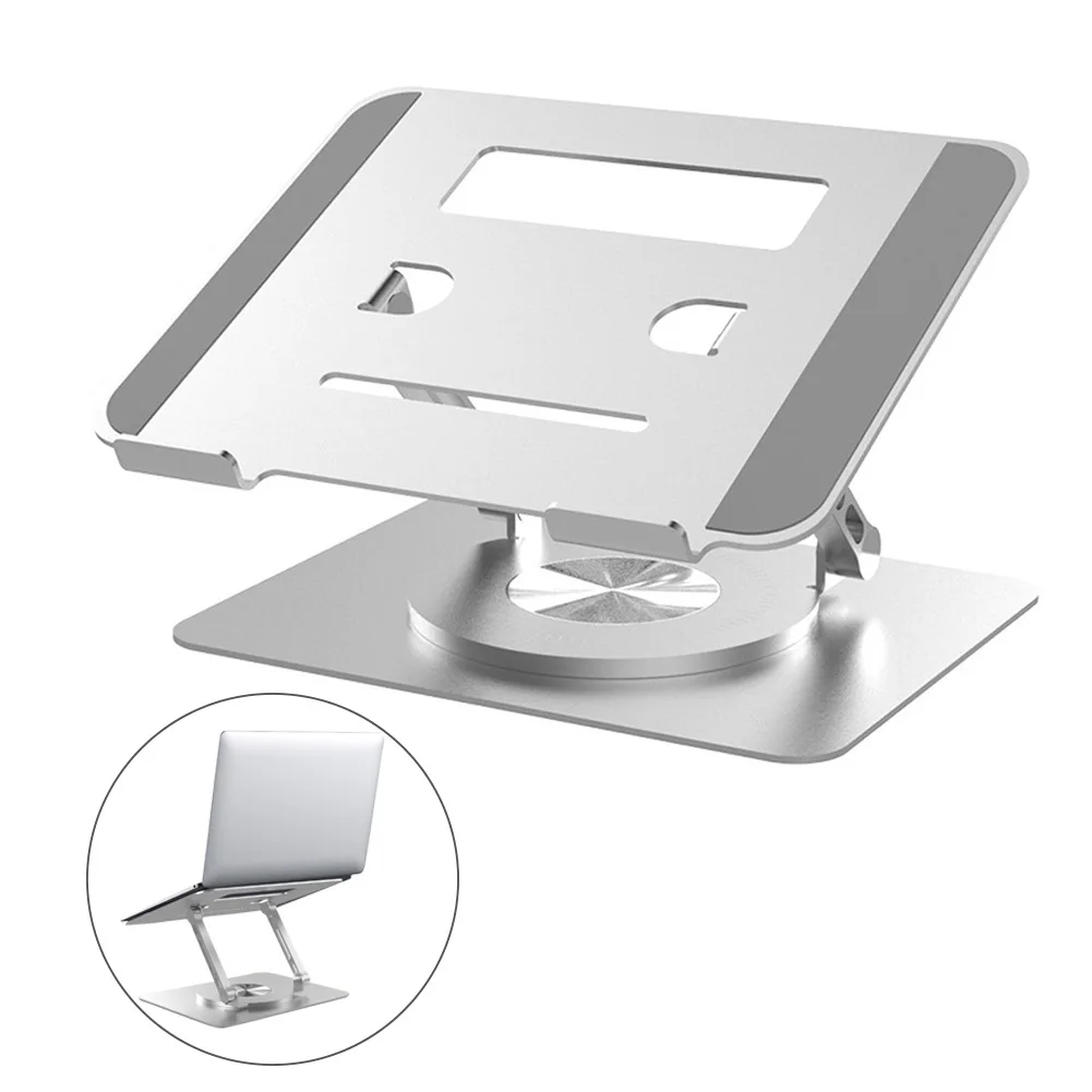 

Foldable Cooling Support Thickened Aluminum Alloy Laptop Cooling Holder 360 Rotating Laptop Riser Stand Hollowed Out for MacBook