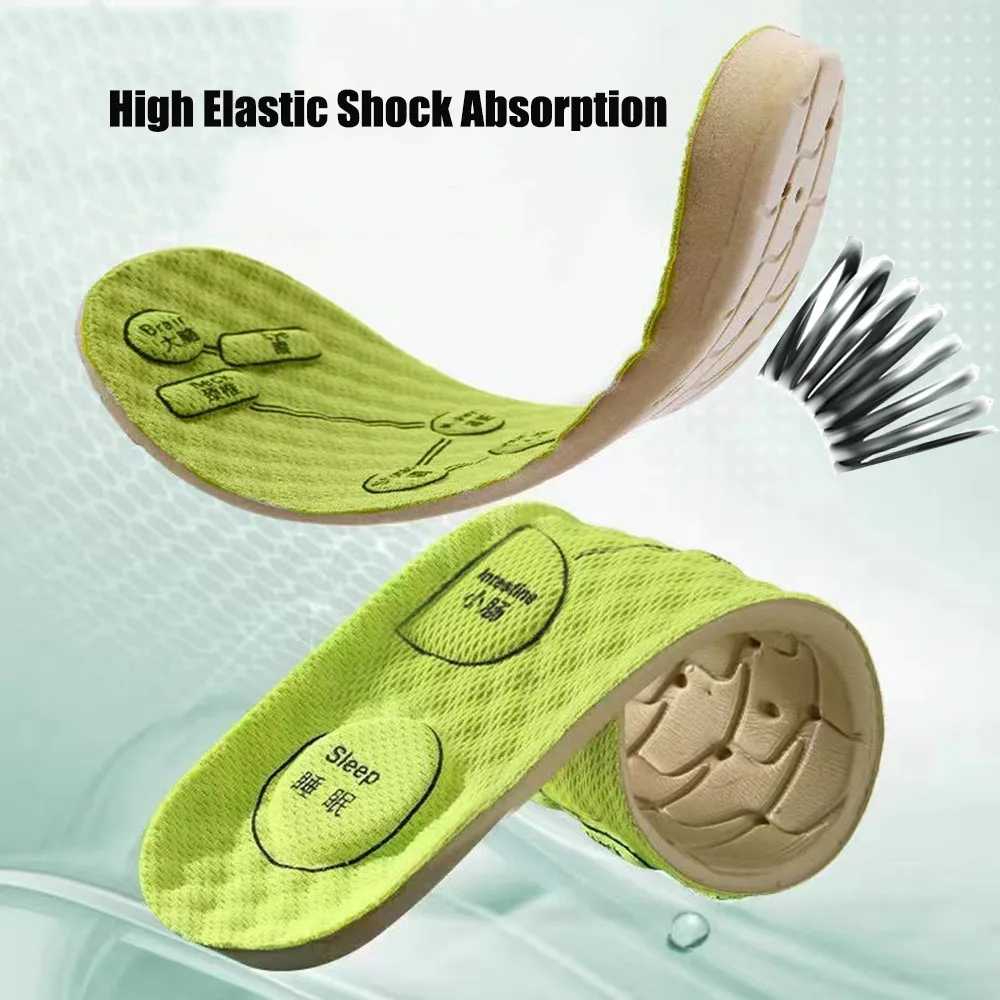 Wormwood Foot Acupressure Insoles Men Women Soft Breathable Sports Cushion Inserts Sweat-absorbing Deodorant Insole Shoe Pads