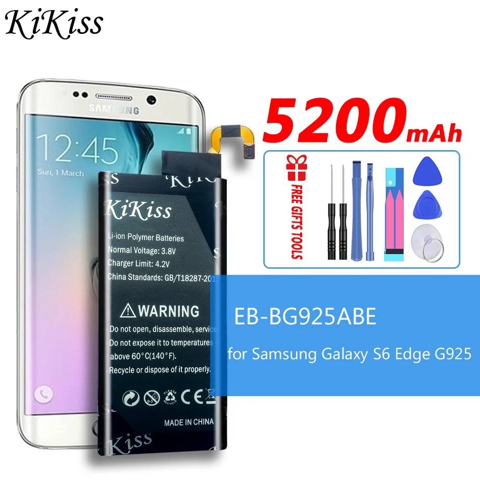 

Orginal KiKiss Battery EB-BG925ABE EB-BG925ABA 5200mAh For Samsung GALAXY S6 Edge G9250 G925FQ G925F G925S S6Edge G925V G925A