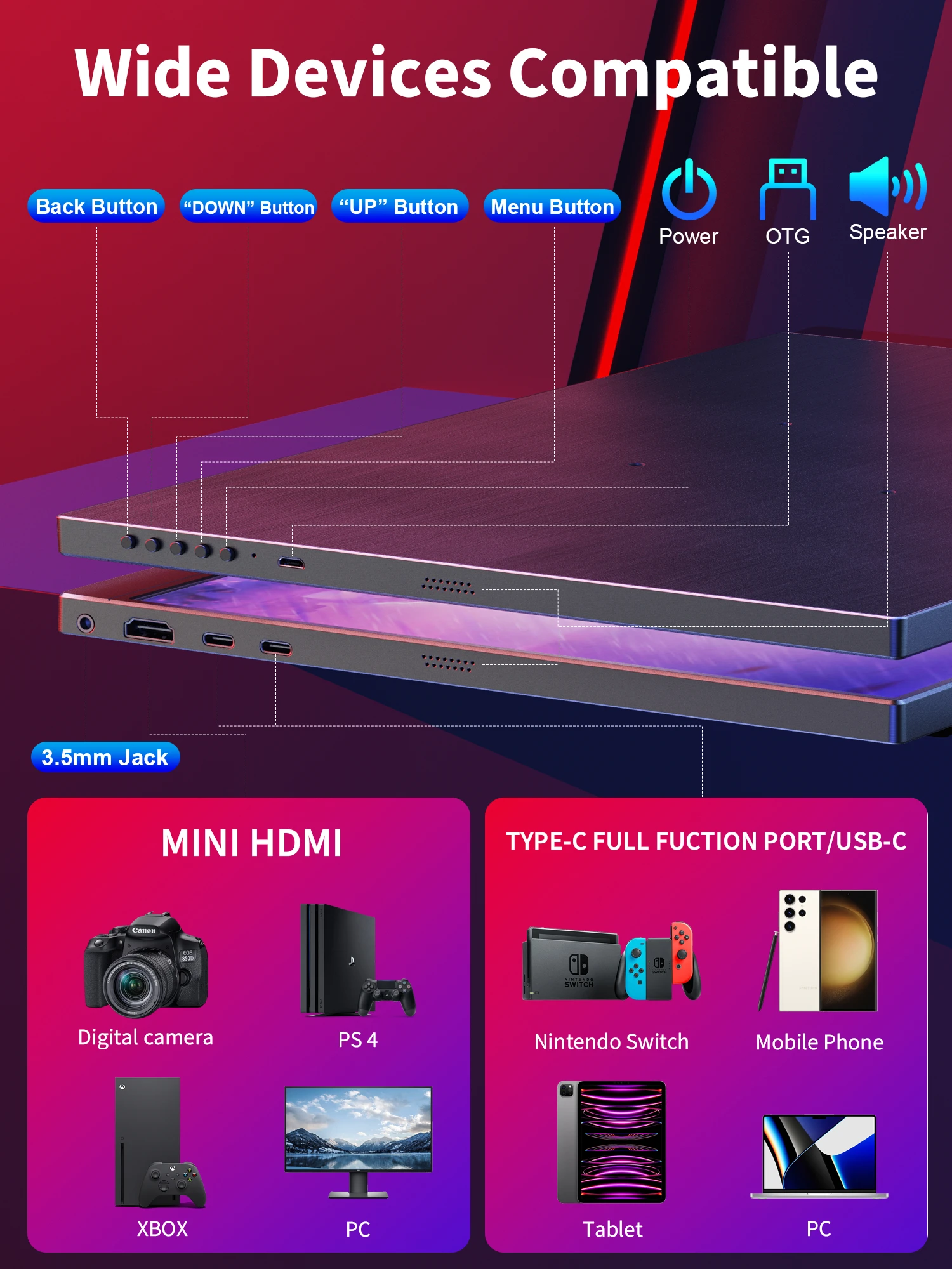 16-дюймовый ЖК-дисплей компактные мониторы UHD 2 5 K 2560*1600P 120 Гц игровые с IPS-панелью