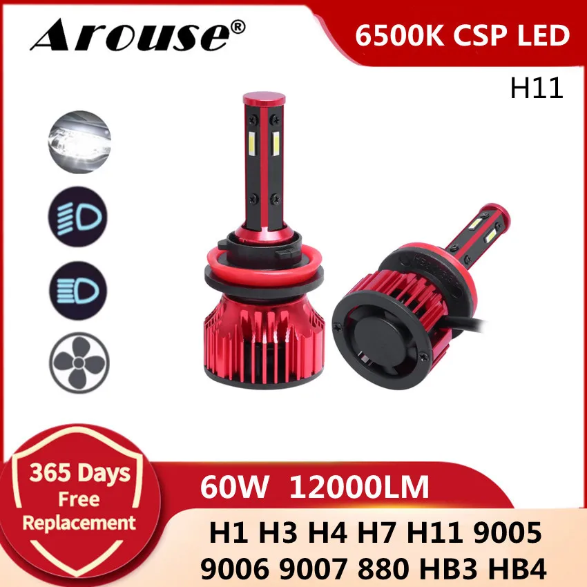 

H11 Car Bulb 9005 HB3 H7 Led Headlight 60W 12000LM 6000K H4 Hi Low Led Bulb CSP Car LED Light 9006 Auto Fog Lamp Headlamp T10