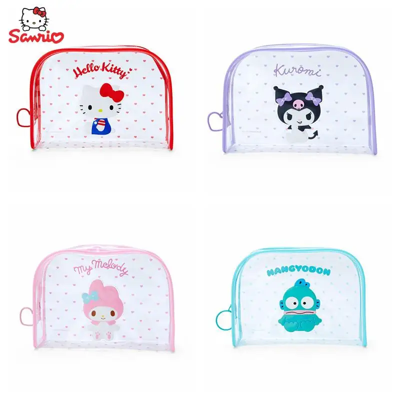 

Кавайная Sanrios Hello Kittys Cinnamoroll Kuromi мультяшная Милая прозрачная косметичка из ПВХ для девочек Студенческая сумка для карандашей детские подарк...