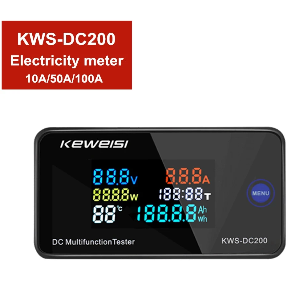 

KWS-DC200 Digital Voltmeter Ammeter KWS Power Energy Meter AC Wattmeter Electricity Meter with Reset Function DC 0-200V 0-100A