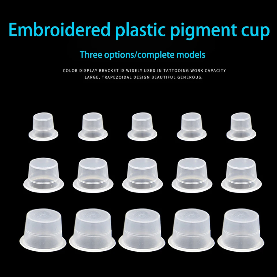 

100 Pcs Plastic Disposable Microblading Tattoo Ink Cups S/M/L Permanent Makeup Pigment Clear Holder Container Cap