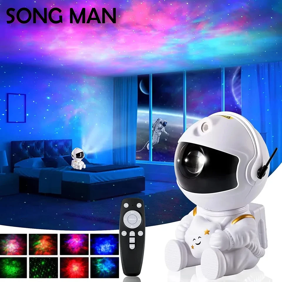 2023NEW Astronaut Galaxy Projector Night Light LED Lamp Starry Sky Stars for Bedroom Room Decor Decorative Nightlights Song Man