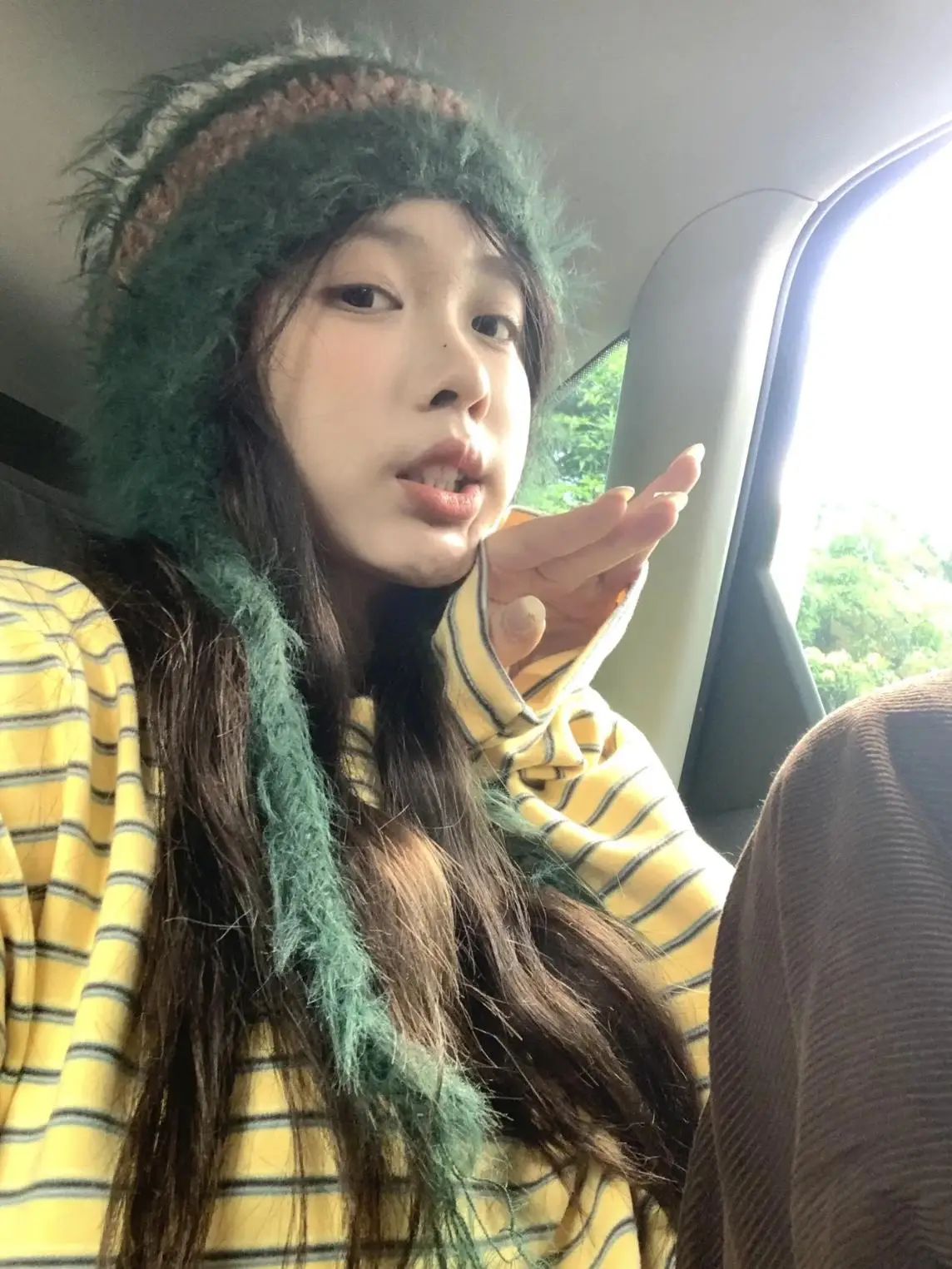 Atmosphere ~ Winter Rabbit fur Woolen Cap Women Warm Cold-Proof Earmuff Big Head Circumference Knitted Hat Make Your Face Loo...