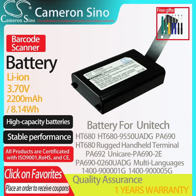 CameronSino Батарея для Unitech HT680 PA690 HT680-9550UADG Unicare-PA690-2E подходит Unitech 1400-900001G штрих-кода аккумулятор сканера Батарея