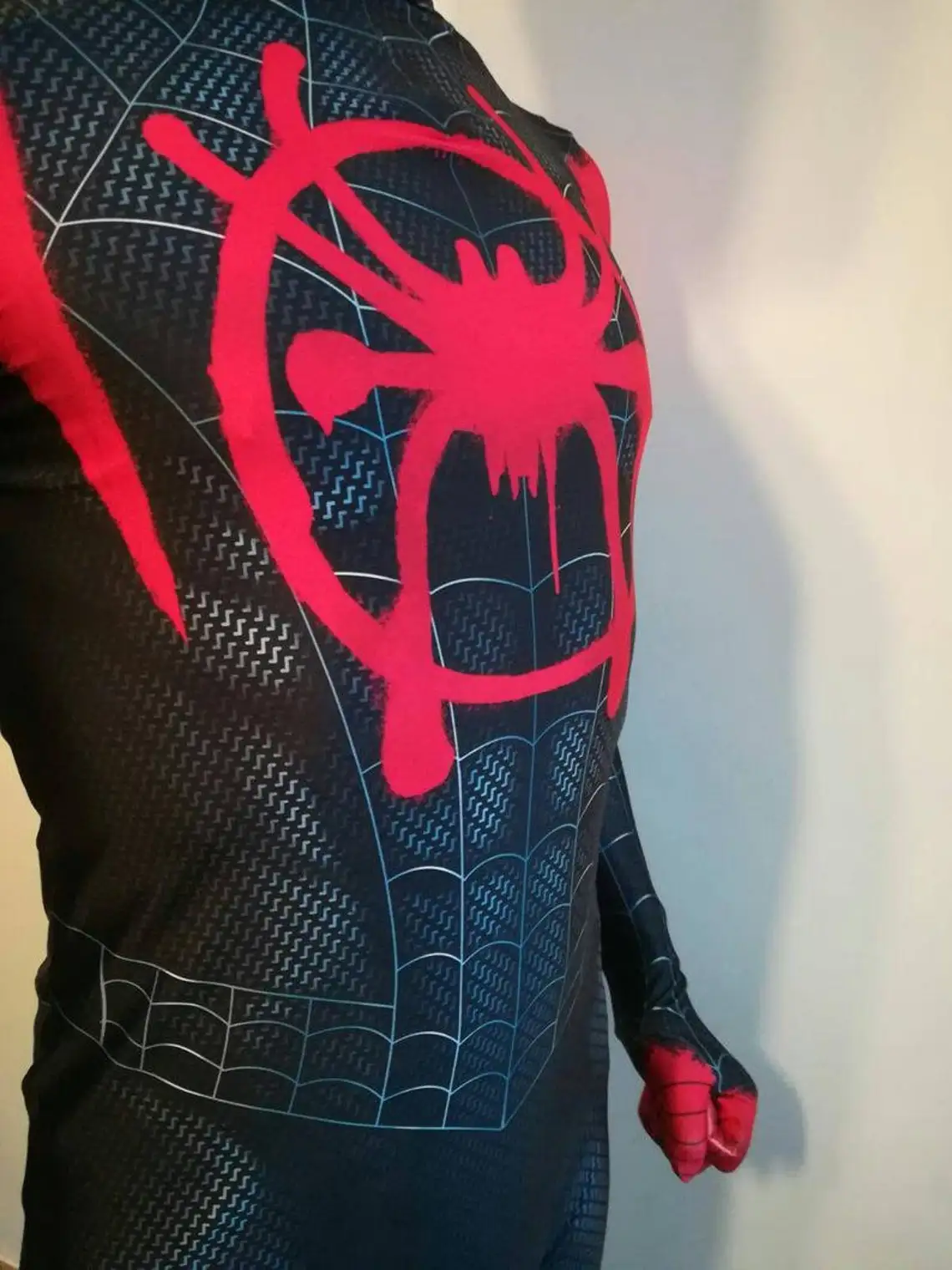 Newest Anime Miles Morales Spiderman COSPLAY Costume 3D Print Into The Verse Superhero Halloween Zentai Bodysuit For Adult Kids images - 6