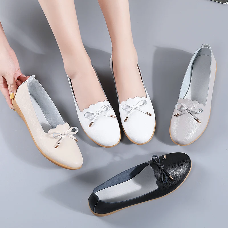 New Women Flats Shoes Leather Breathable Moccasins Women Beanie Shoes Ballerina Ladies Casual Shoes Sneakers zapatillas mujer