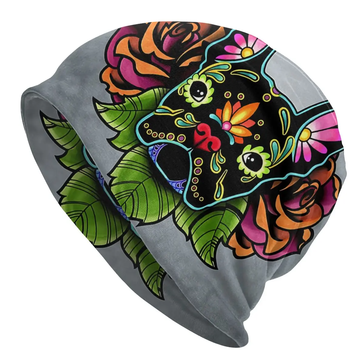 

Day Of The Dead Sugar Skull Dog French Bulldog Pet Unisex Bonnet Thin Outdoor Skullies Beanies For Men Women