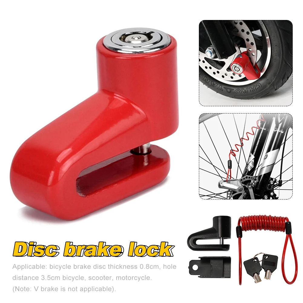 

Anti-theft Disc Brake Lock for Electric Scooter Bicycle Motorcycle Wheel Security Lock with Reminder Cable Key Bike Accessories