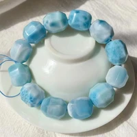 natural blue larimar bracelet women men larimar 14x17mm barrel beads dominia powerful jewelry genuine aaaaaa